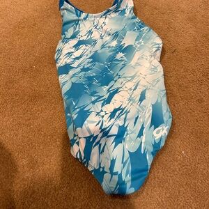 GK Kids Aqua and White One Piece leotard